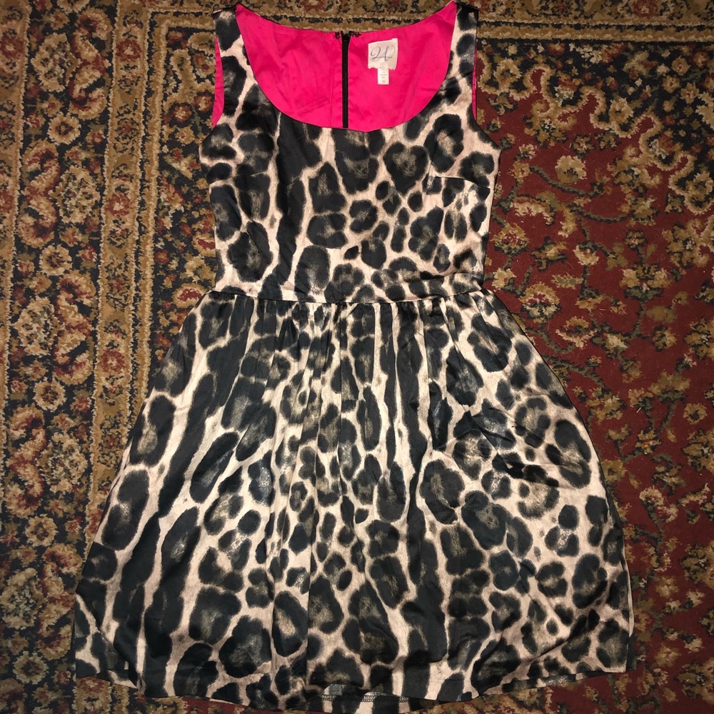 Anthropologie Leopard Tulle A-Line Strapless Dress